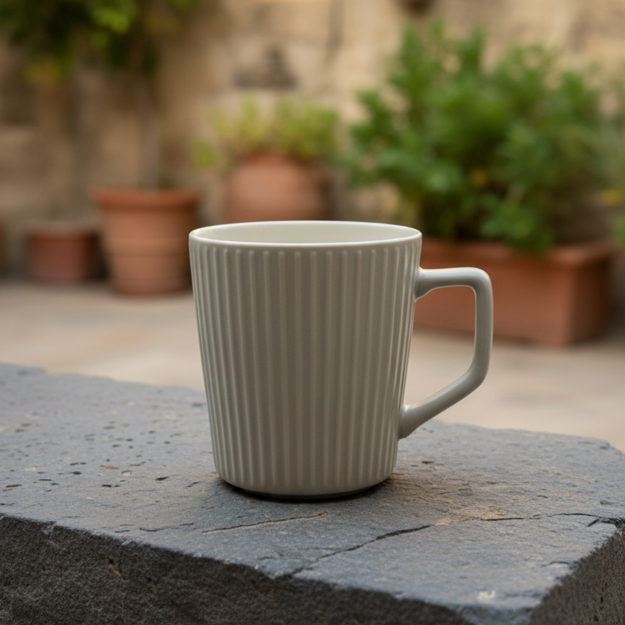 Ash Grey Ribbed Mug