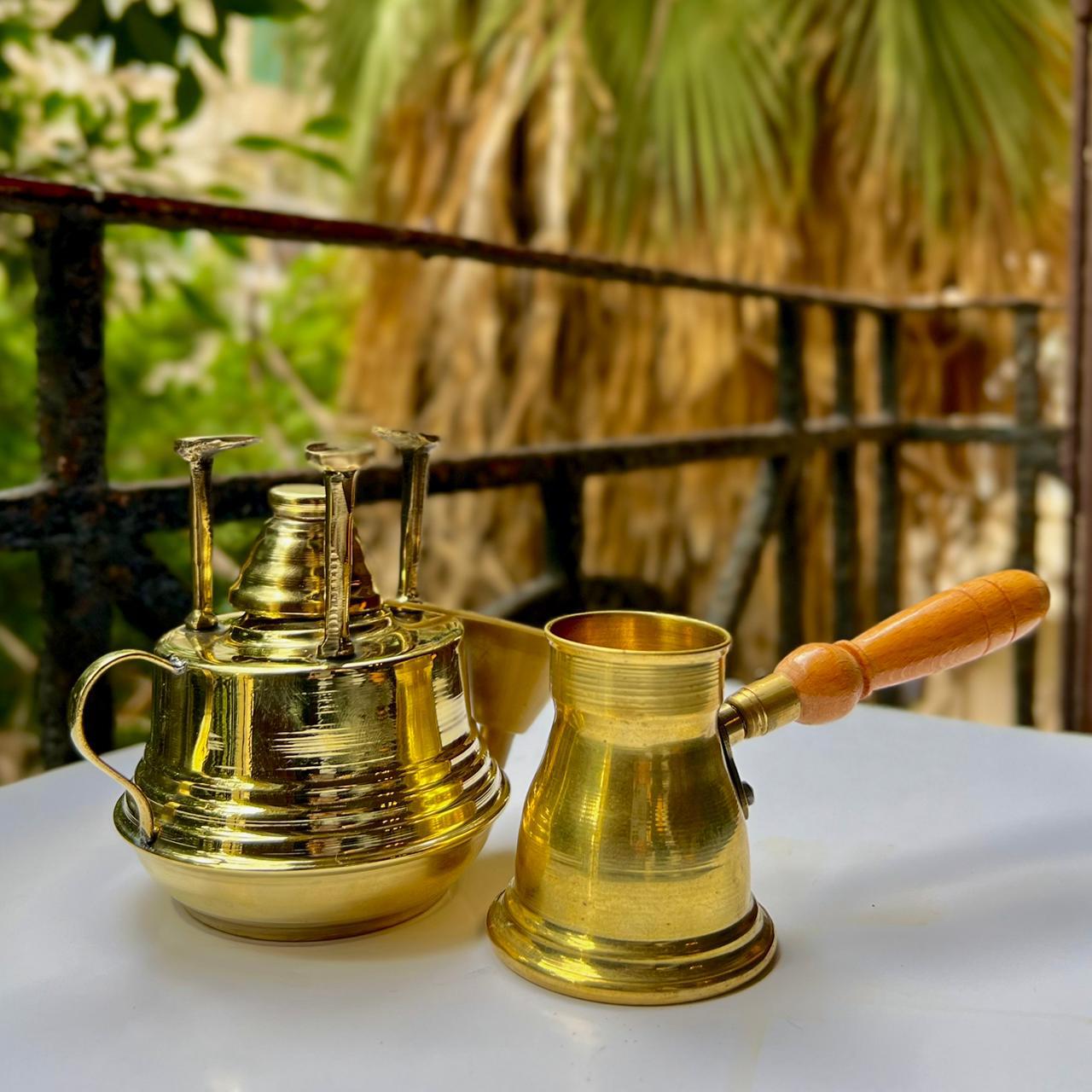 The Royal Turkish Brewing Set Handcrafted Copper Spirit Burner & Coffee Pot